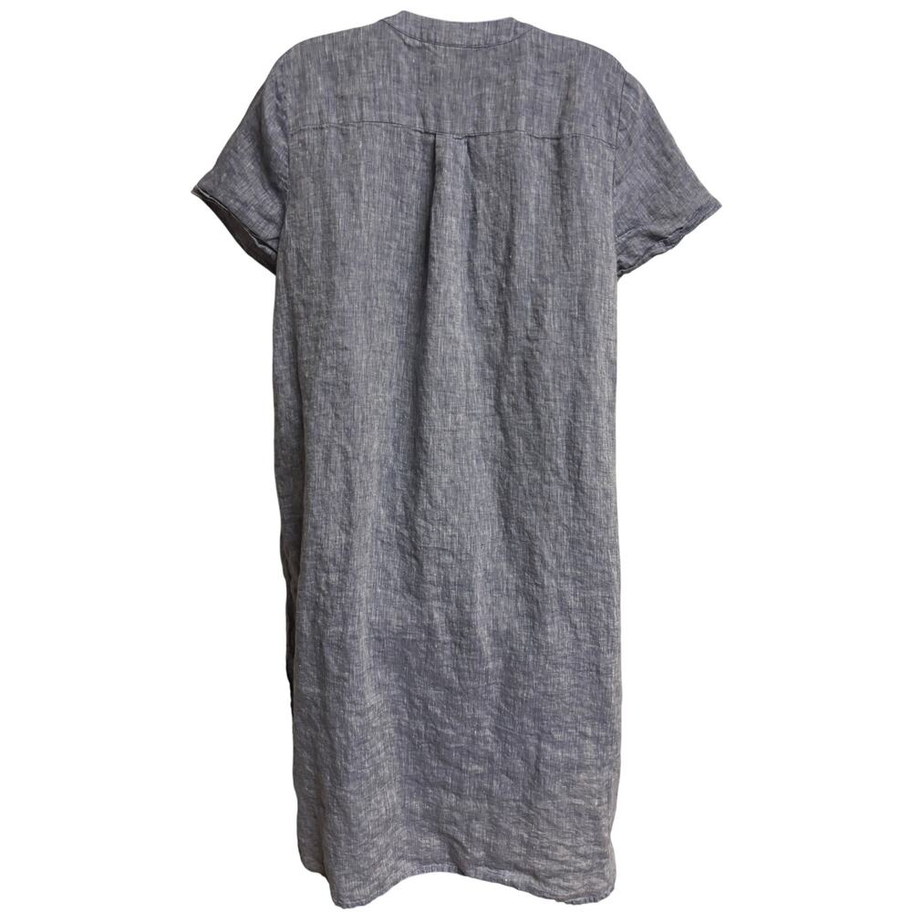 J.Jill Love Linen Shirt Dress Womens Medium Blue 100% Linen Button Front Midi - Picture 6 of 10